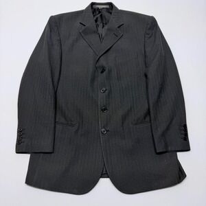Angelo Rossi Le Collezioni Mens Gray Pinstripe 4 Button Blazer Micro Tech 44R